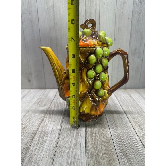 Vintage Nasco Swirling Leaves Grapes Tea Pot & Creamer Sugar Set MCM Japan - Picture 7 of 10
